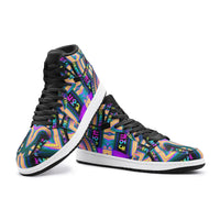 Tea Daze Unisex High Top Sneakers, Psychedelic Rainbow Shoes, Neon Festival Footwear, Trippy Streetwear Sneakers, Rave Fashion Gift