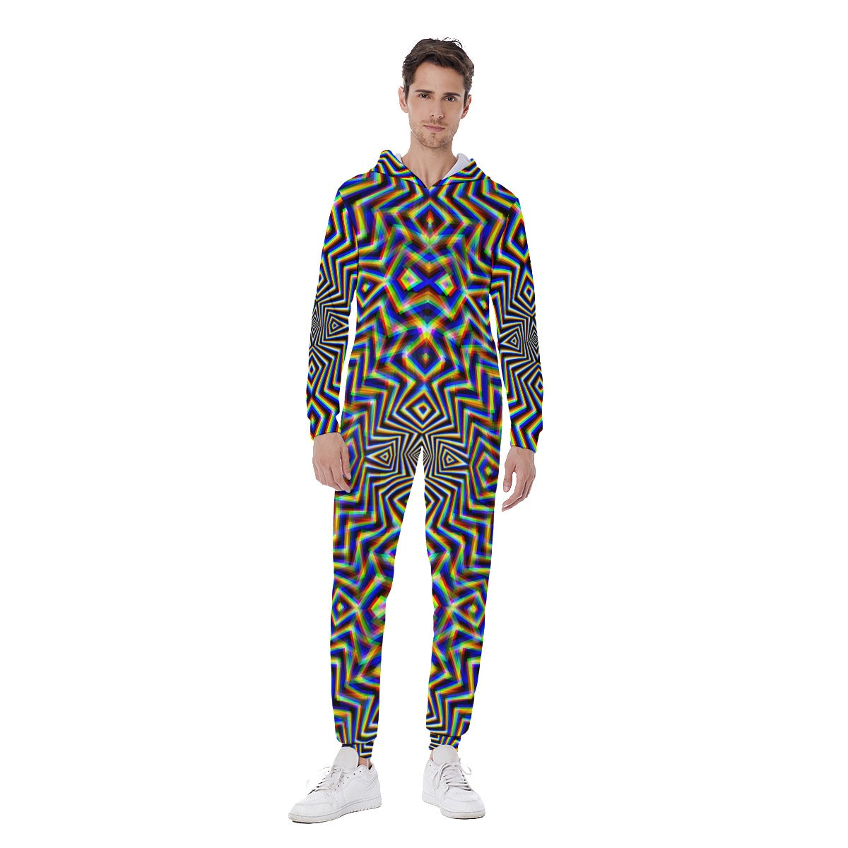 Chromadelic, Men’s Hooded Jumpsuit, Festival Onesie, Wearable Art