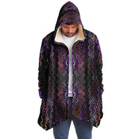 Twilight Healing Micro Fleece Cloak, Hooded Wearable Art, Psychedelic Festival Layer — back spread — hood raised