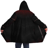 Sacred Cloak Micro Fleece Cloak, Hooded Wearable Art, Psychedelic Festival Layer — back spread — hood raised