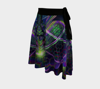 Trance Nectar Wrap Skirt, Neon Botanical Art Skirt, Asymmetrical Festival Clothing, Mystical Festival Fashion, Wearable Art