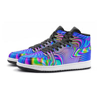 Holowave Unisex High-Top Sneakers – Psychedelic Rainbow Streetwear Shoes, Festival Fashion, Trippy Vaporwave Sneakers