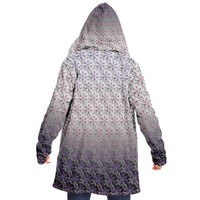 Flower of Life I Micro Fleece Cloak, Hooded Wearable Art, Psychedelic Festival Layer — back spread — hood raised