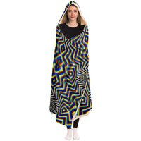 Chromadelic Hooded Blanket, Prismatic Op Art Sherpa Throw, Psychedelic Boho Gift, Optical Illusion Sacred Blanket