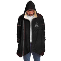 Singular Sight Cloak Micro Fleece Cloak, Hooded Wearable Art, Psychedelic Festival Layer — front — hood raised