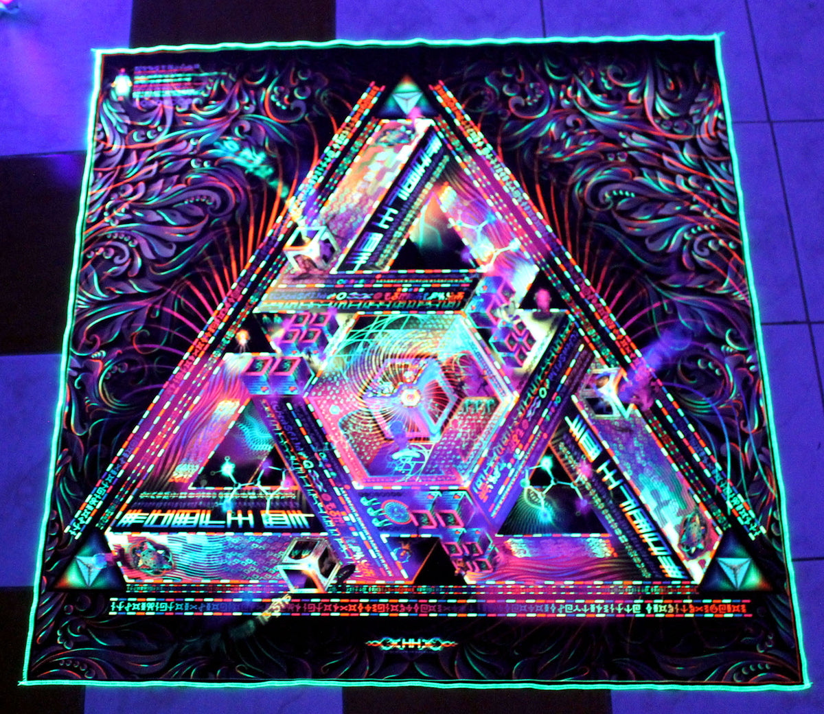 UV Active NEON Lycra Tapestry / Backdrop of Trinary Transcendence