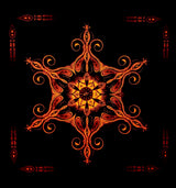 Fluro Neon Lycra Tapestry of "Vajra Guru Mandala" - UV Active - Orange
