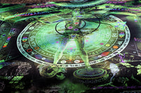 UV Active NEON Lycra Backdrop - Recursive Pantheism (Green)
