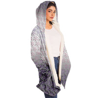 Flower of Life I Micro Fleece Cloak, Hooded Wearable Art, Psychedelic Festival Layer — front — hood lowered