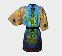 Drop Kimono Robe, Abstract Art Robe, Luxury Printed Kimono, Modern Festival Cover Up, Statement Loungewear