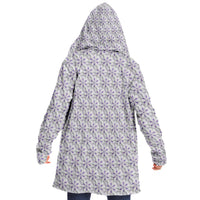 Flower of Life II Micro Fleece Cloak, Hooded Wearable Art, Psychedelic Festival Layer — back — hood raised