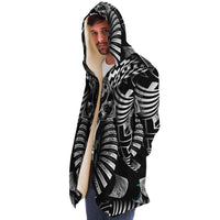 Hypnotica Micro Fleece Cloak, Hooded Wearable Art, Psychedelic Festival Layer — front — hood lowered