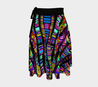Rainbow Tribe Wrap Skirt, Tribal Rainbow Geometry Skirt, Asymmetrical Festival Clothing, Psychedelic Festival Fashion, Wearable Art