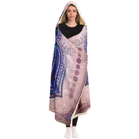 Vishuddha Throat Chakra Hooded Blanket, Blue Mandala Sherpa Throw, Meditation Gift, Sacred Geometry Vocal Blanket