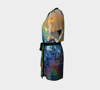 Drop Kimono Robe, Abstract Art Robe, Luxury Printed Kimono, Modern Festival Cover Up, Statement Loungewear