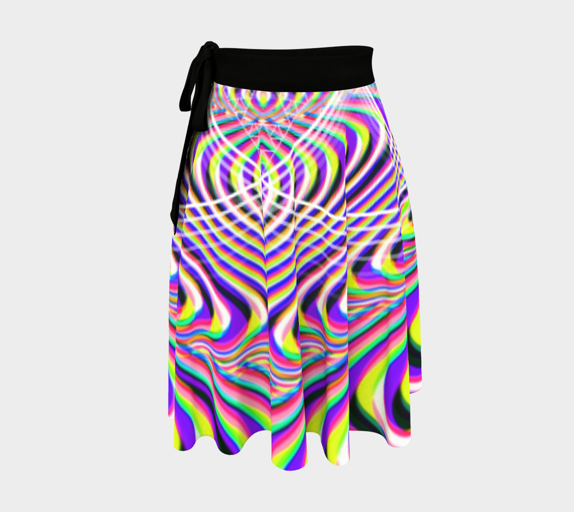 Illusion Wrap Skirt, Psychedelic Optical Illusion Skirt, Asymmetrical Festival Clothing, Alternative Cyber Fashion, Wearable Art