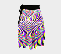 Illusion Wrap Skirt, Psychedelic Optical Illusion Skirt, Asymmetrical Festival Clothing, Alternative Cyber Fashion, Wearable Art