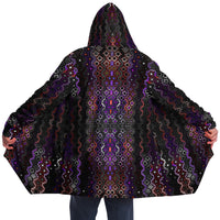Twilight Healing Micro Fleece Cloak, Hooded Wearable Art, Psychedelic Festival Layer — front — hood raised