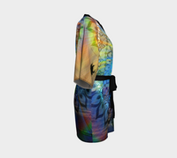 Drop Kimono Robe, Abstract Art Robe, Luxury Printed Kimono, Modern Festival Cover Up, Statement Loungewear