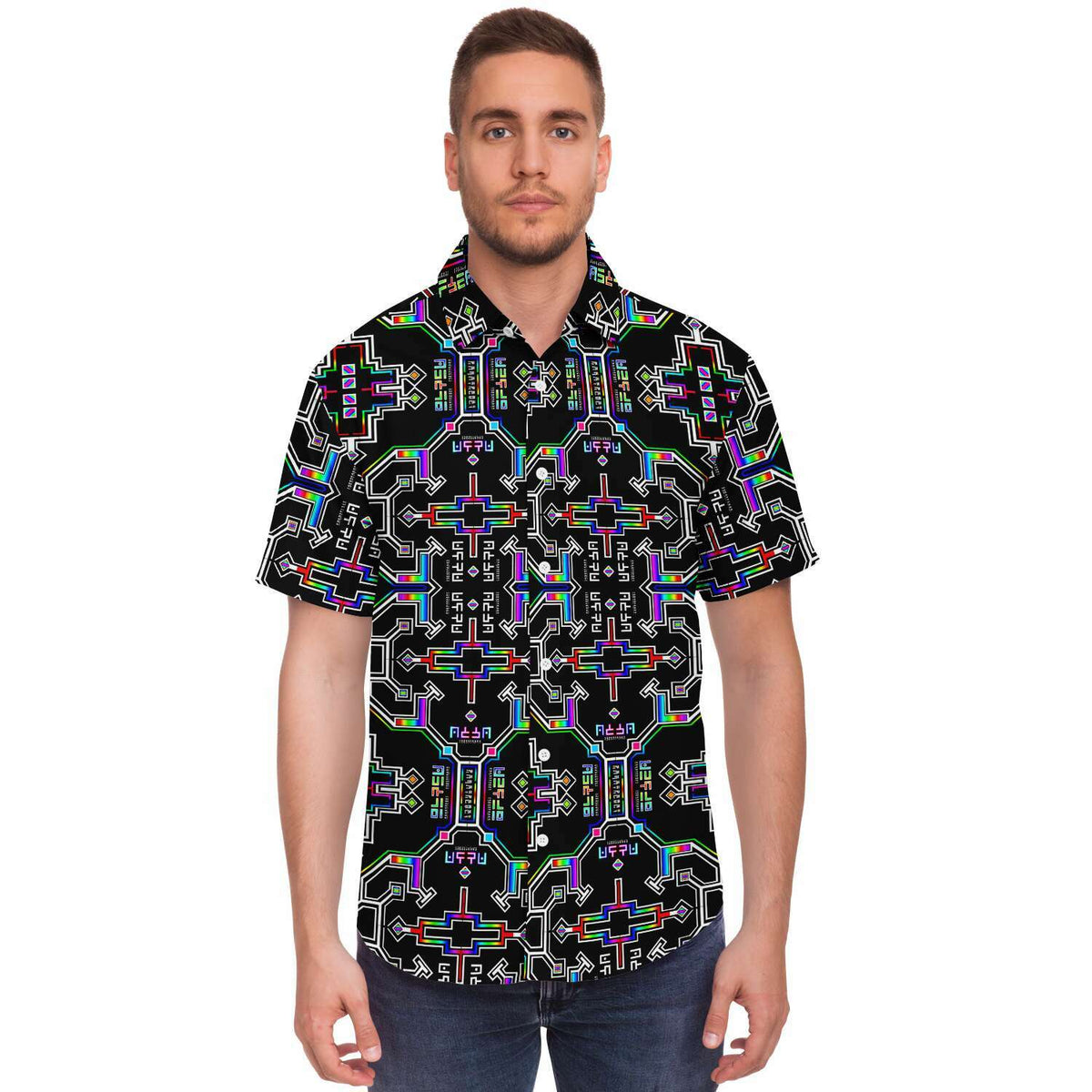 Prismatic Grid Button Down Shirt