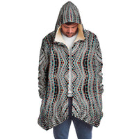 Organix Micro Fleece Cloak, Hooded Wearable Art, Psychedelic Festival Layer — front — hood raised