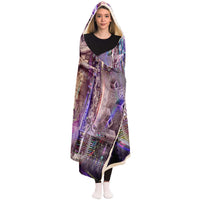 Vitruvian Spirit Hooded Blanket, Chakra Figure Sacred Geometry Sherpa Throw, Visionary Art Gift, Esoteric Diagram Blanket