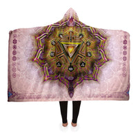 Manipura Solar Plexus Chakra Hooded Blanket, Sherpa Fleece Wearable Throw, Boho Mandala Meditation Gift, Spiritual Home Decor