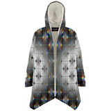 Tripswitch Micro Fleece Cloak, Hooded Wearable Art, Psychedelic Festival Layer — front — hood raised