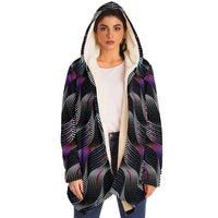 Color Coding Micro Fleece Cloak, Hooded Wearable Art, Psychedelic Festival Layer — back spread — hood raised