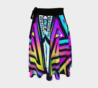 Mystic Mandala Wrap Skirt, Neon Sacred Geometry Festival Skirt, Asymmetrical Wearable Art, Mystical Festival Fashion