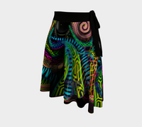 Primordial Presence Wrap Skirt, Neon Cosmic Entity Art Skirt, Asymmetrical Festival Clothing, Ancient Futurist Fashion, Wearable Art