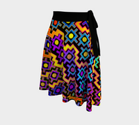 Rainbow Healing Wrap Skirt, Rainbow Healing Geometry Skirt, Asymmetrical Festival Clothing, Radiant Festival Fashion, Wearable Art