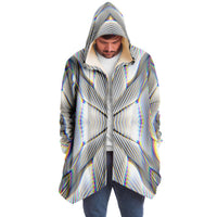 Stoned Micro Fleece Cloak, Hooded Wearable Art, Psychedelic Festival Layer — back spread — hood raised