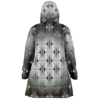 Tripswitch Micro Fleece Cloak, Hooded Wearable Art, Psychedelic Festival Layer — back spread — hood raised