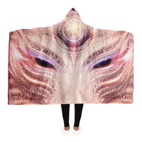 Wolfheart Hooded Blanket, Mystic Mask Sherpa Throw, Bohemian Ceremonial Gift, Pale Visionary Spiritual Blanket