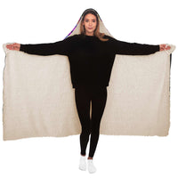 Asteroidea Venusia Hooded Blanket, Neon Mandala Sherpa Throw, Boho Cosmic Gift, Visionary Sacred Geometry Blanket