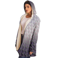 Flower of Life I Micro Fleece Cloak, Hooded Wearable Art, Psychedelic Festival Layer — back — hood raised