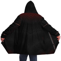 Morningstar Cloak Micro Fleece Cloak, Hooded Wearable Art, Psychedelic Festival Layer — back spread — hood raised